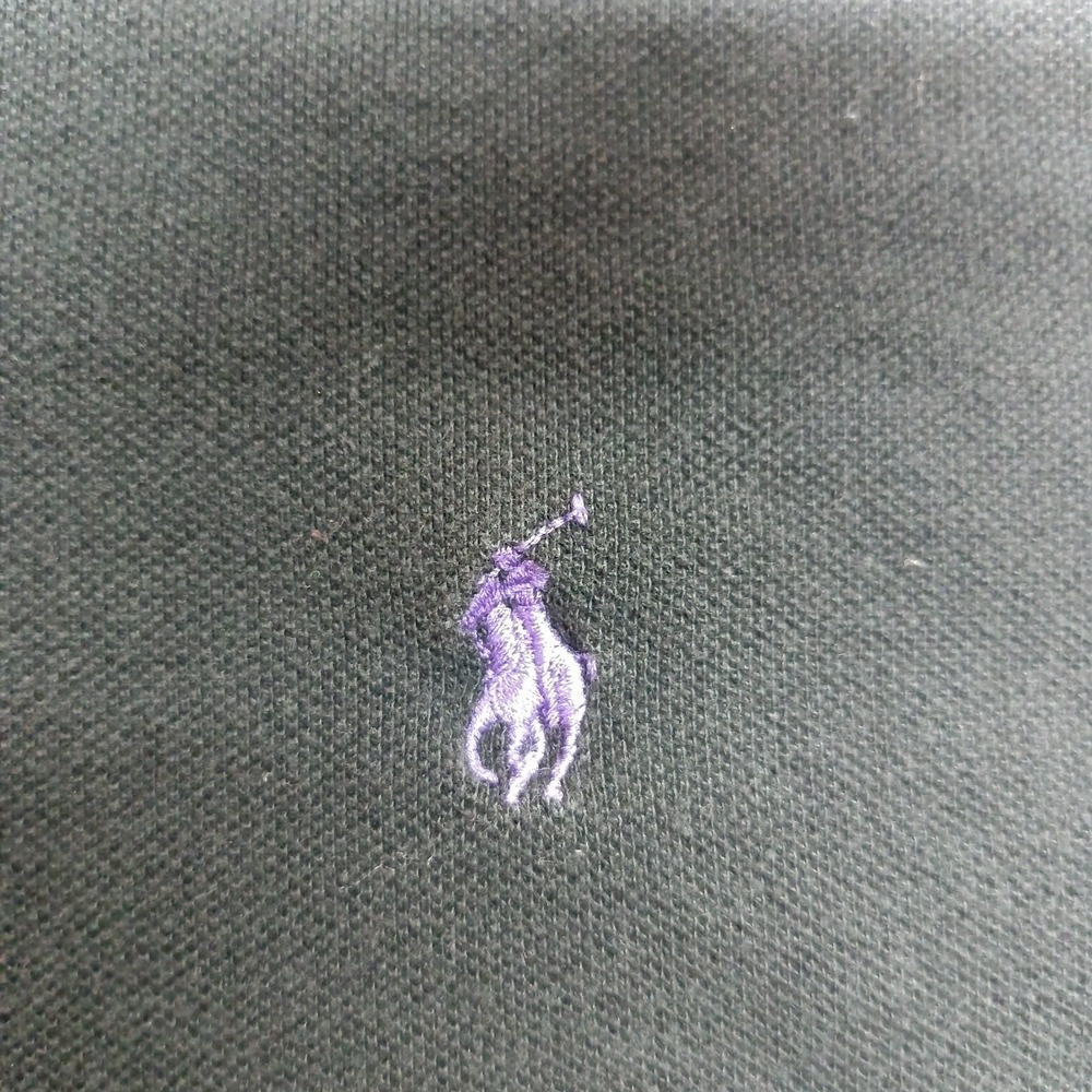 Polo Ralph Lauren Men's XXL Black Cotton Polo Purple‎ Pony Embroidered Shirt - Picture 4 of 7